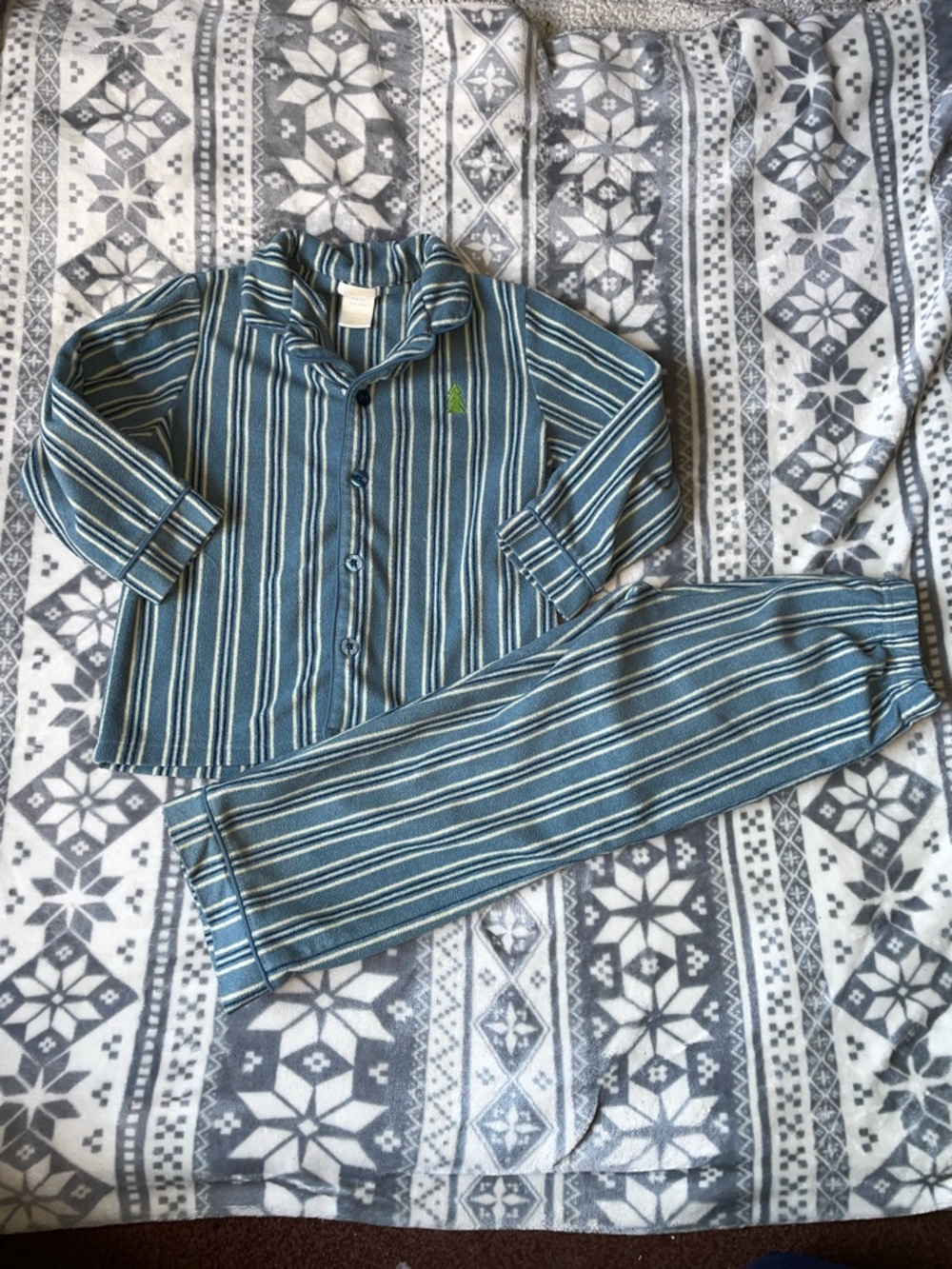 Joe Fresh Blue and White Striped Kids fleece Pajama Set